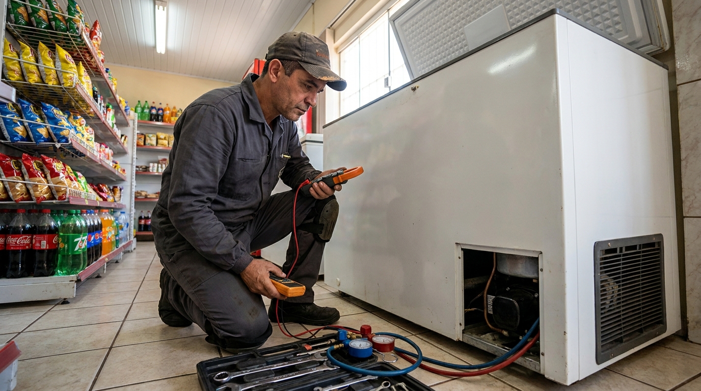 Conserto de placa eletrônica de freezer no Aclimação, Uberlândia‑MG